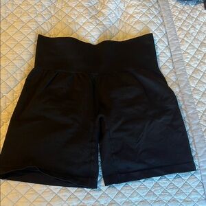 NVGTN black high rise seamless shorts